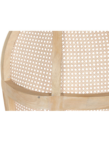 Fauteuil haut dossier naturel en bois et fibres tressées 87 x 73 x 163 cm Enea