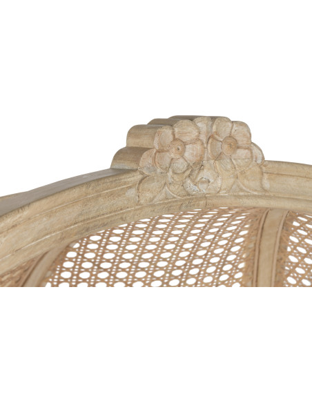 Fauteuil haut dossier naturel en bois et fibres tressées 87 x 73 x 163 cm Enea