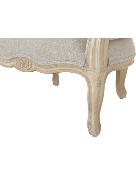 Fauteuil haut dossier naturel en bois et fibres tressées 87 x 73 x 163 cm Enea