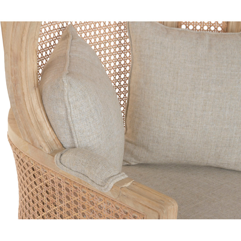 Fauteuil haut dossier naturel en bois...