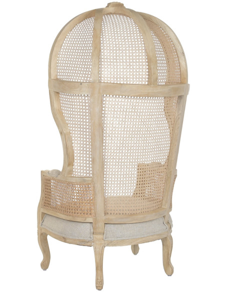Fauteuil haut dossier naturel en bois et fibres tressées 87 x 73 x 163 cm Enea