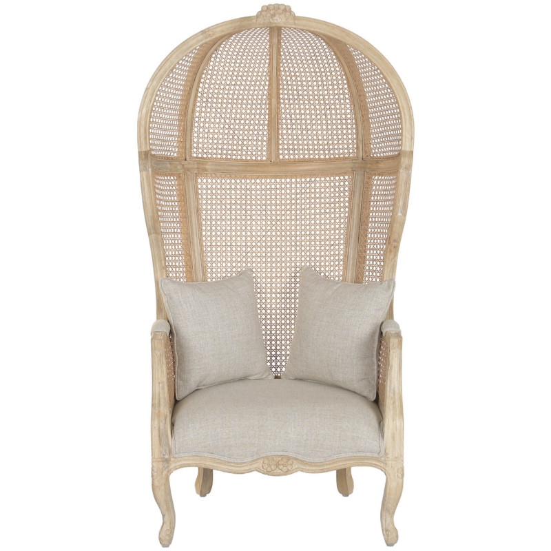 Fauteuil haut dossier naturel en bois...
