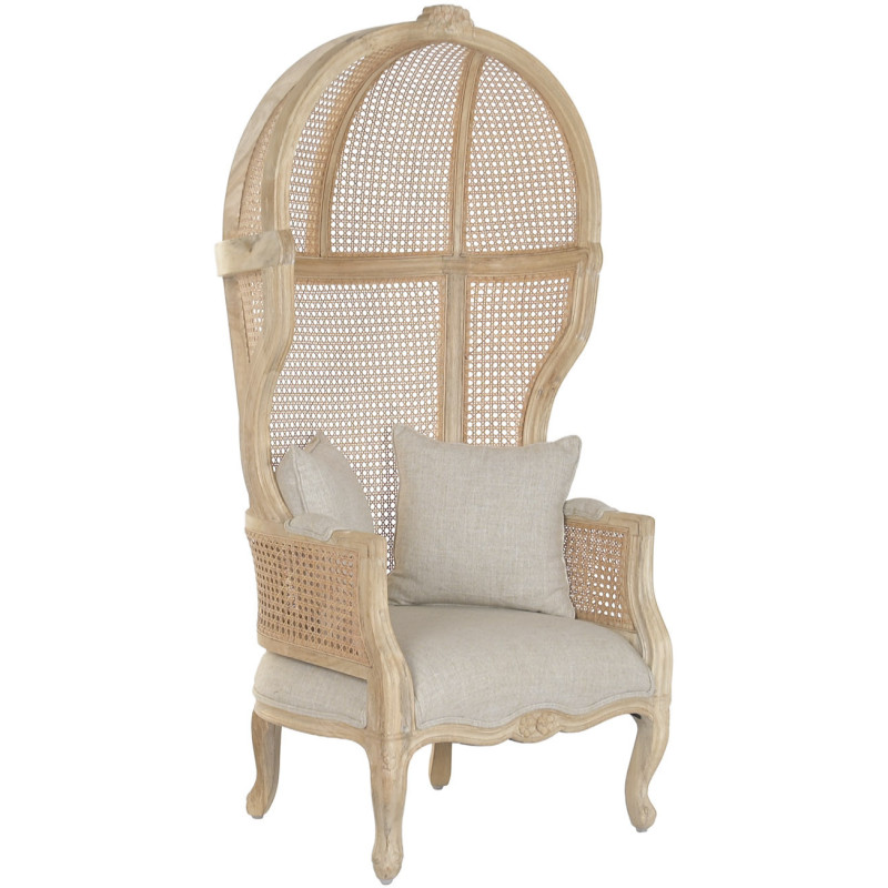 Fauteuil haut dossier naturel en bois...