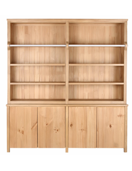 Bibliothèque avec échelle en pin naturel et métal 200 x 45 x 220 cm Manzanera