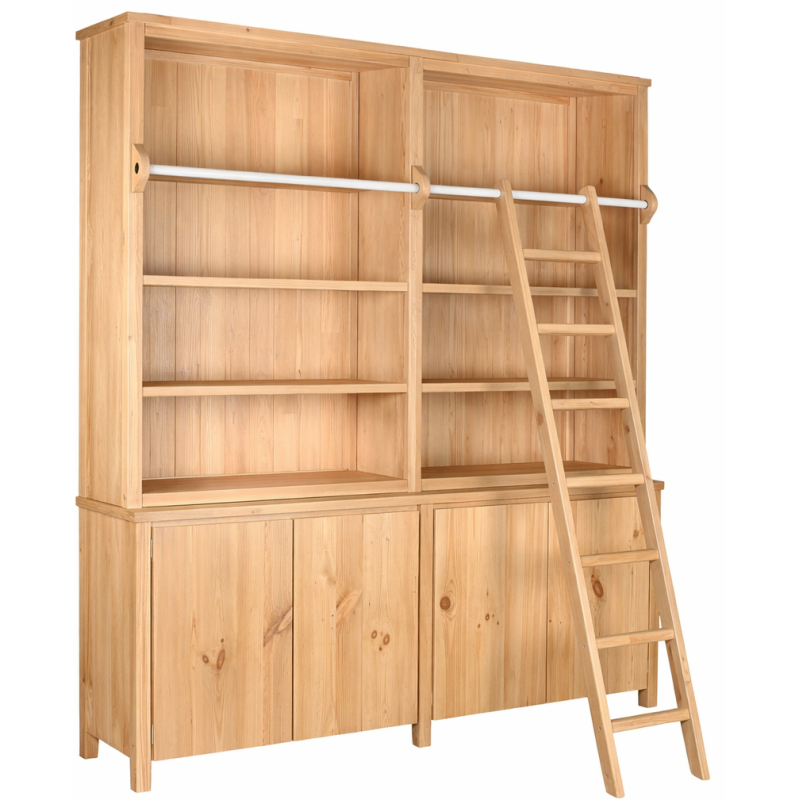 Bibliothèque avec échelle en pin...