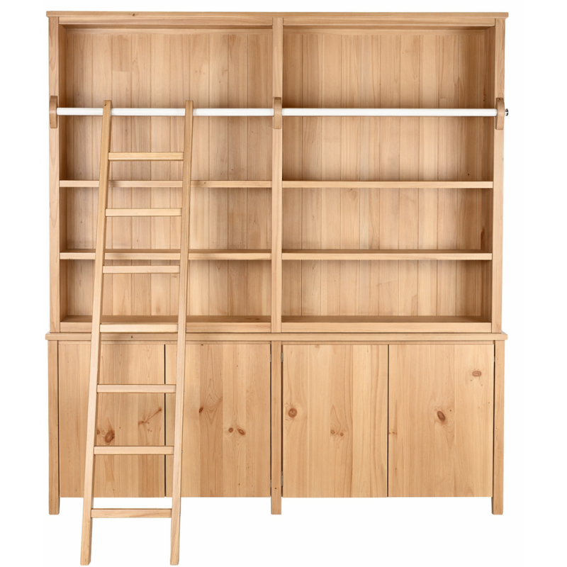 Bibliothèque avec échelle en pin...