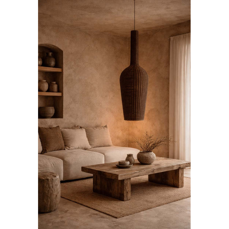 Suspension amphore en rotin noyer...