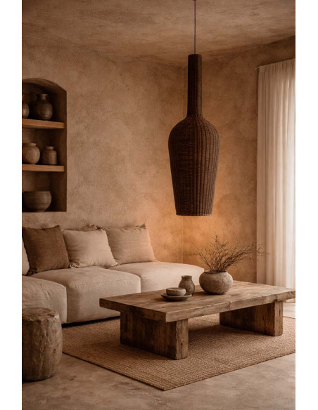Suspension amphore en rotin noyer foncé 50 x 50 x 156 cm The Amphora