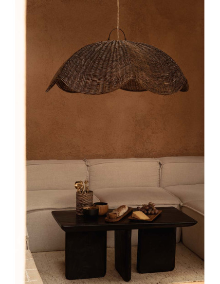 Suspension ondulée en rotin noyer foncé 103 x 103 x 40 cm The Wave