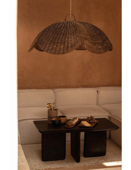 Suspension ondulée en rotin noyer foncé 103 x 103 x 40 cm The Wave