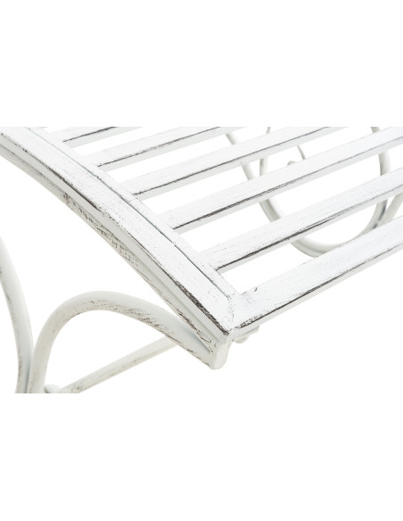 Chaise longue de jardin en métal blanc antique 58 x 140 x 101 cm Yolaine
