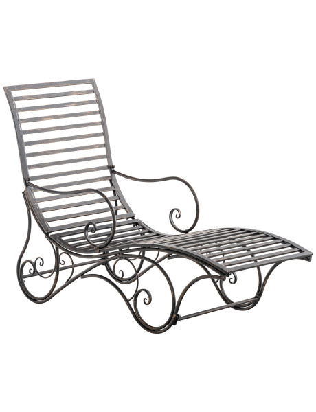 Chaise longue de jardin en métal bronze 58 x 140 x 101 cm...