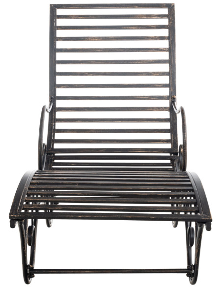 Chaise longue de jardin en métal bronze 58 x 140 x 101 cm Yolaine