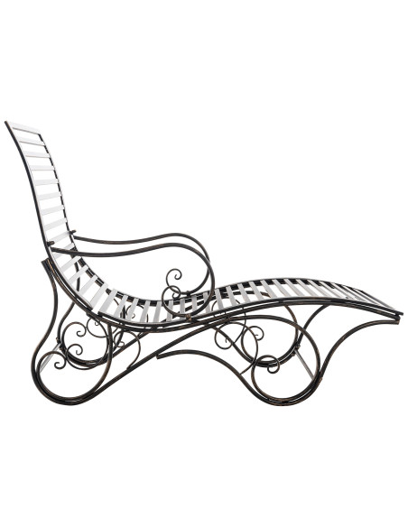 Chaise longue de jardin en métal bronze 58 x 140 x 101 cm Yolaine