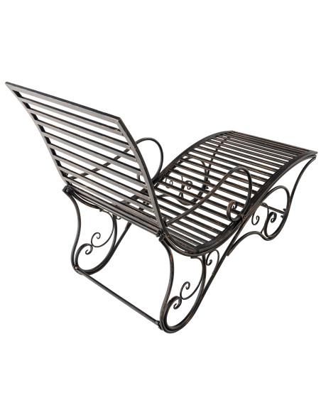 Chaise longue de jardin en métal bronze 58 x 140 x 101 cm Yolaine