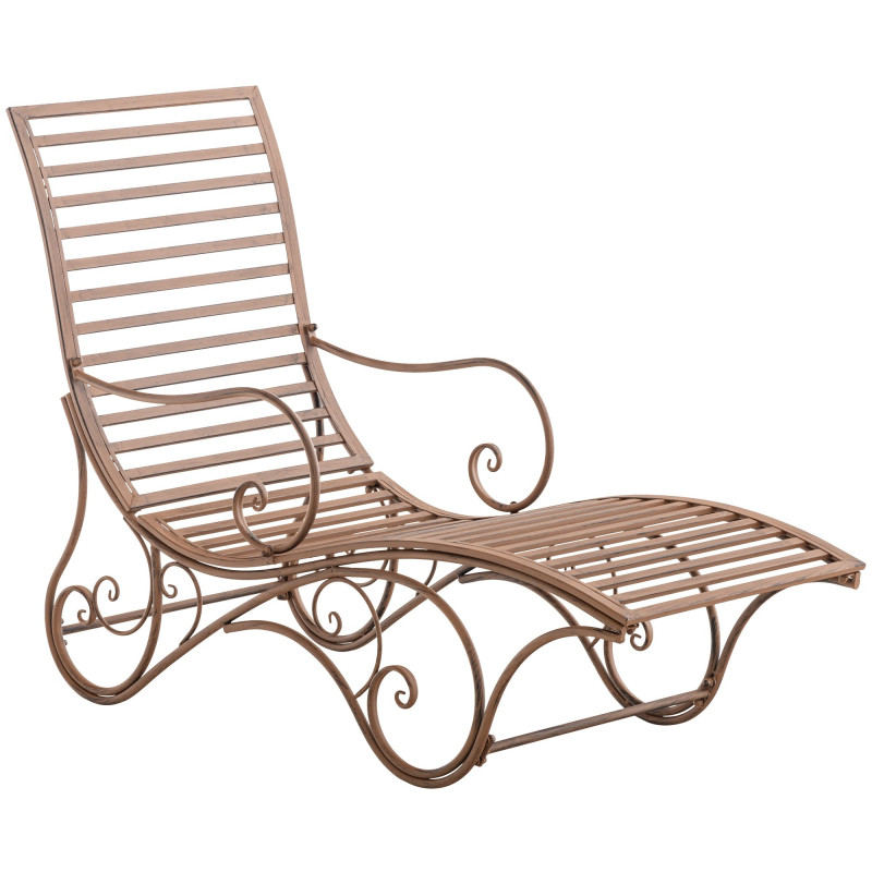 Chaise longue de jardin en métal brun...