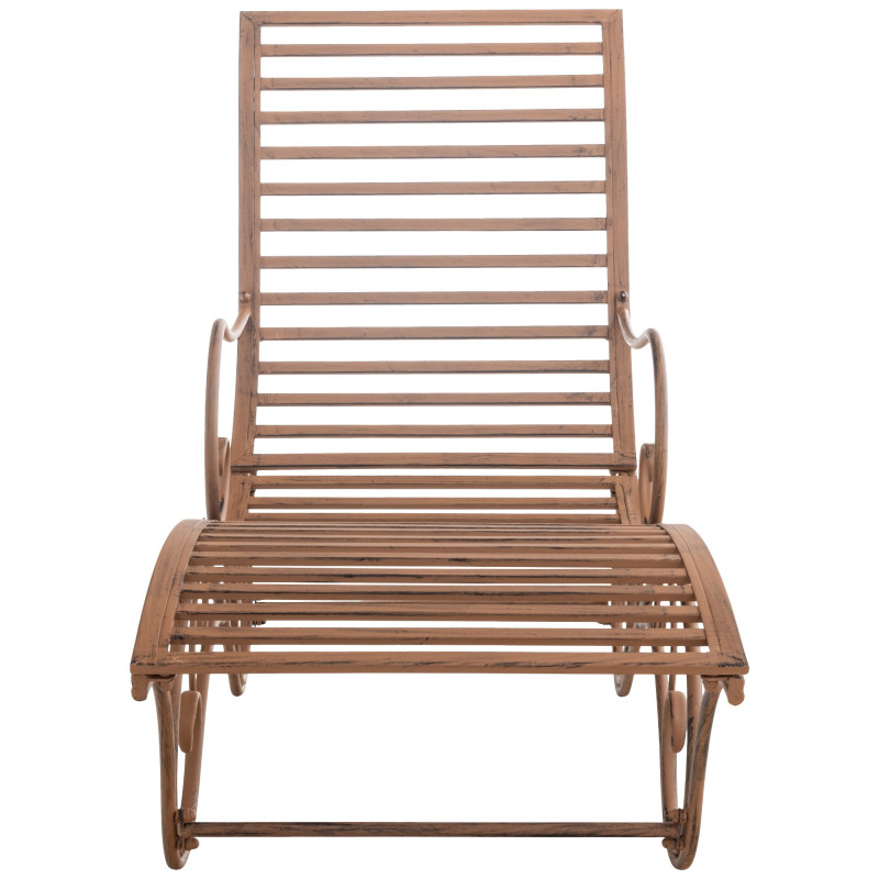 Chaise longue de jardin en métal brun...