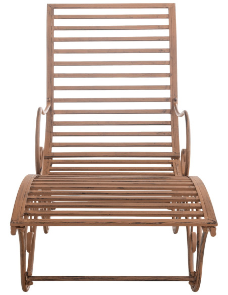 Chaise longue de jardin en métal brun antique 58 x 140 x 101 cm Yolaine