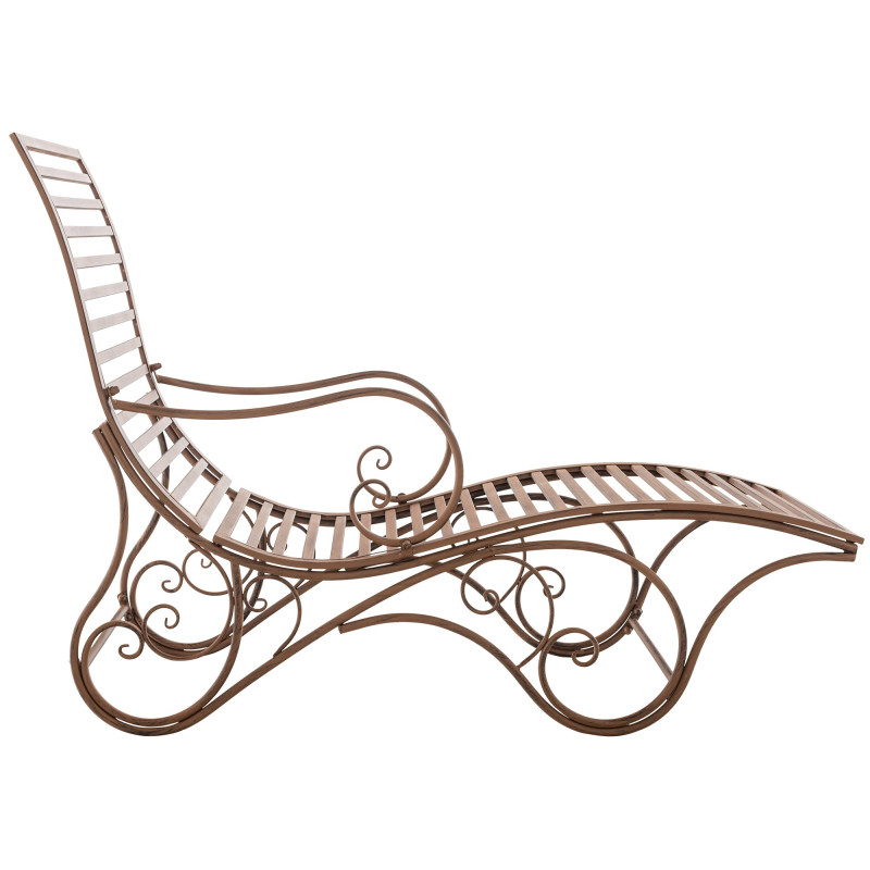Chaise longue de jardin en métal brun...
