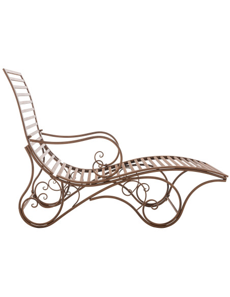 Chaise longue de jardin en métal brun antique 58 x 140 x 101 cm Yolaine
