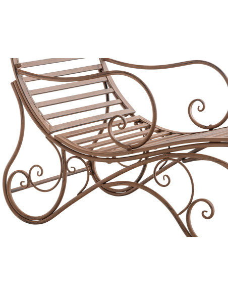 Chaise longue de jardin en métal brun antique 58 x 140 x 101 cm Yolaine