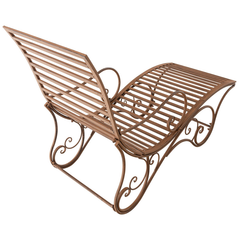 Chaise longue de jardin en métal brun...