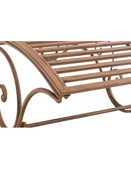 Chaise longue de jardin en métal brun antique 58 x 140 x 101 cm Yolaine