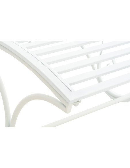 Chaise longue de jardin en métal blanc 58 x 140 x 101 cm Yolaine