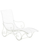Chaise longue de jardin en métal blanc 58 x 140 x 101 cm Yolaine