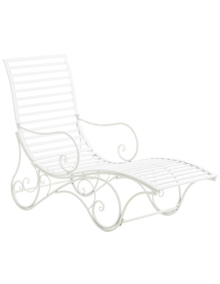 Chaise longue de jardin en métal blanc 58 x 140 x 101 cm Yolaine