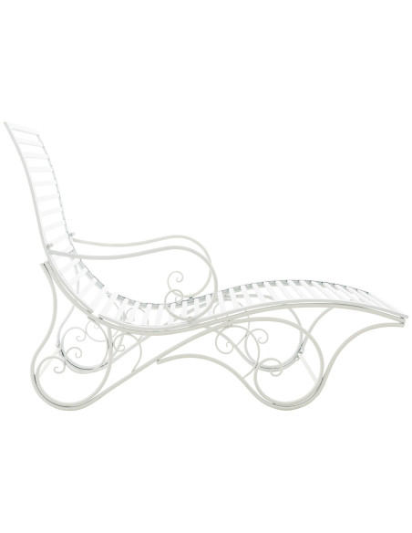 Chaise longue de jardin en métal blanc 58 x 140 x 101 cm Yolaine
