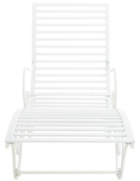 Chaise longue de jardin en métal blanc 58 x 140 x 101 cm Yolaine