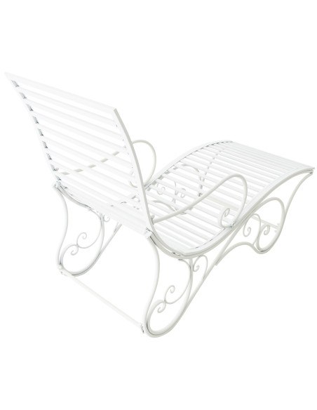 Chaise longue de jardin en métal blanc 58 x 140 x 101 cm Yolaine