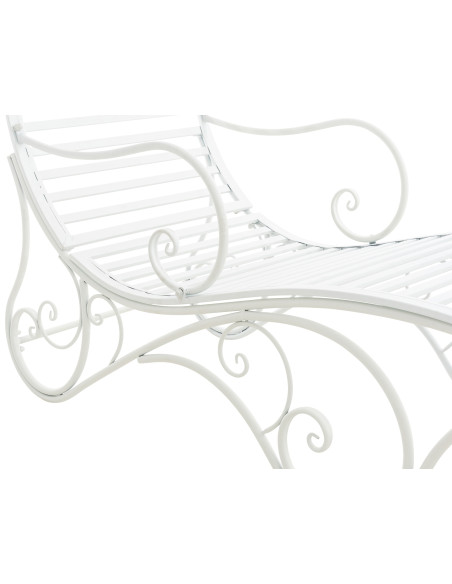 Chaise longue de jardin en métal blanc 58 x 140 x 101 cm Yolaine