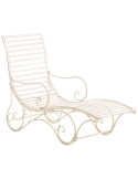 Chaise longue de jardin en métal crème antique 58 x 140 x 101 cm Yolaine