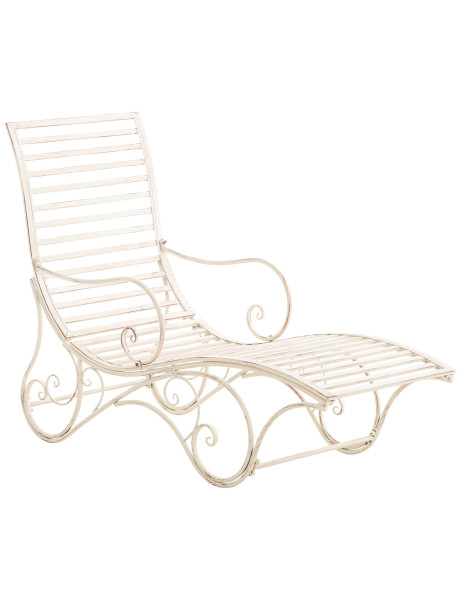 Chaise longue de jardin en métal crème antique 58 x 140 x...