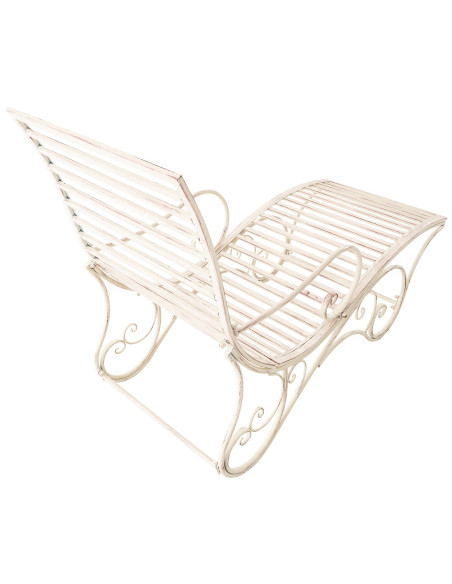 Chaise longue de jardin en métal crème antique 58 x 140 x 101 cm Yolaine