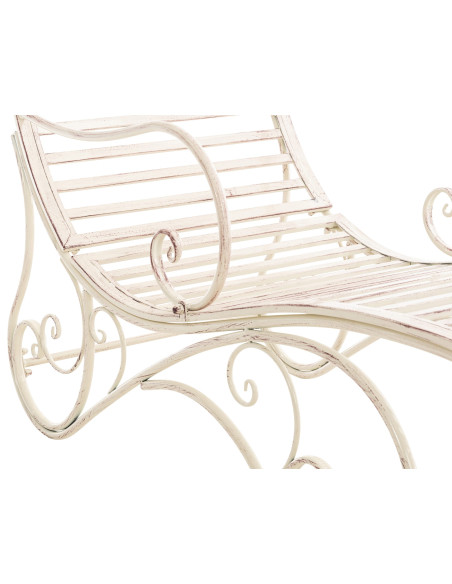 Chaise longue de jardin en métal crème antique 58 x 140 x 101 cm Yolaine