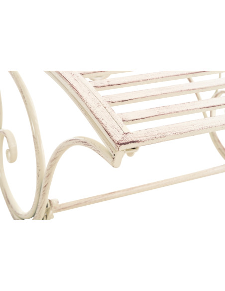 Chaise longue de jardin en métal crème antique 58 x 140 x 101 cm Yolaine
