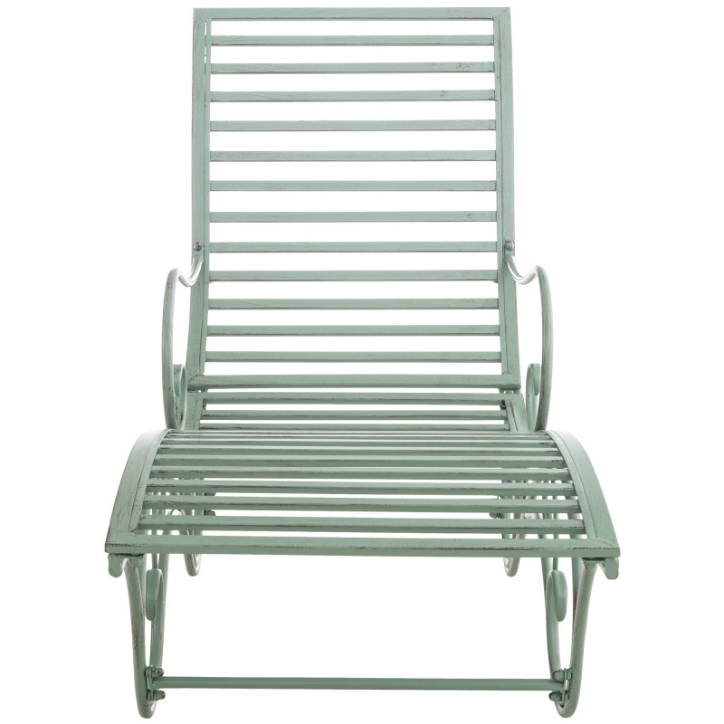 Chaise longue de jardin en métal vert...