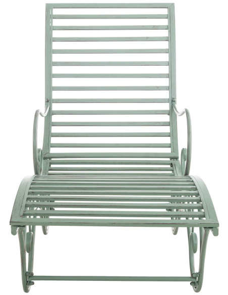 Chaise longue de jardin en métal vert antique 58 x 140 x 101 cm Yolaine