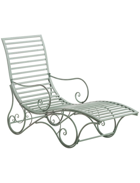 Chaise longue de jardin en métal vert antique 58 x 140 x...