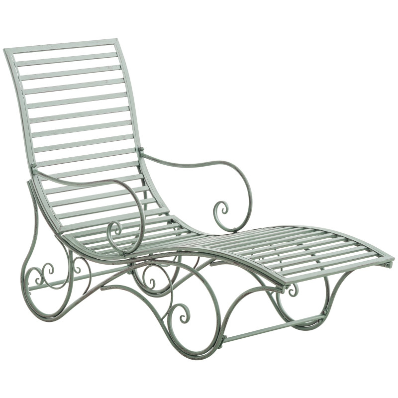 Chaise longue de jardin en métal vert...