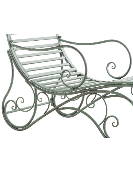Chaise longue de jardin en métal vert antique 58 x 140 x 101 cm Yolaine