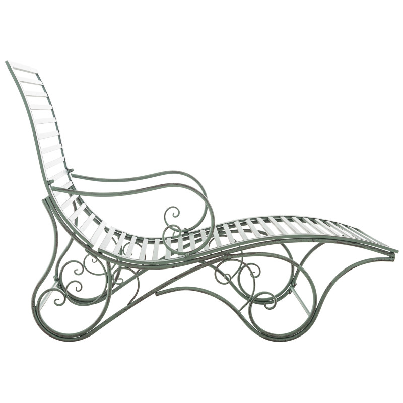 Chaise longue de jardin en métal vert...