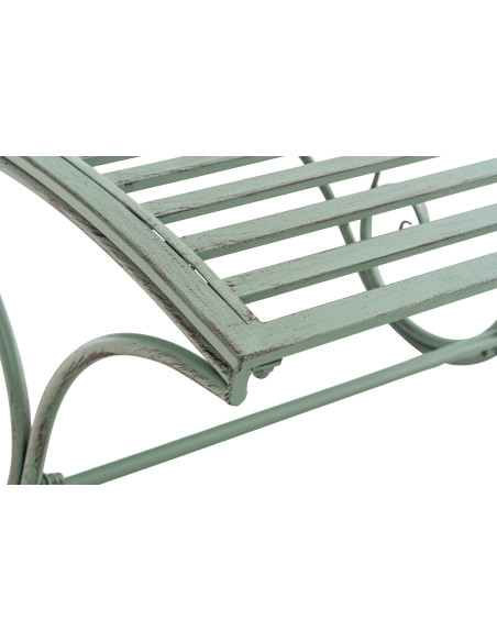 Chaise longue de jardin en métal vert antique 58 x 140 x 101 cm Yolaine