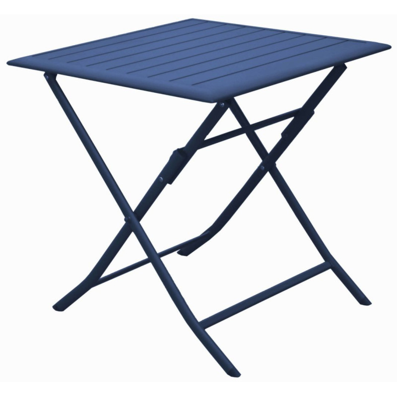 Table de jardin carrée bleue en acier...