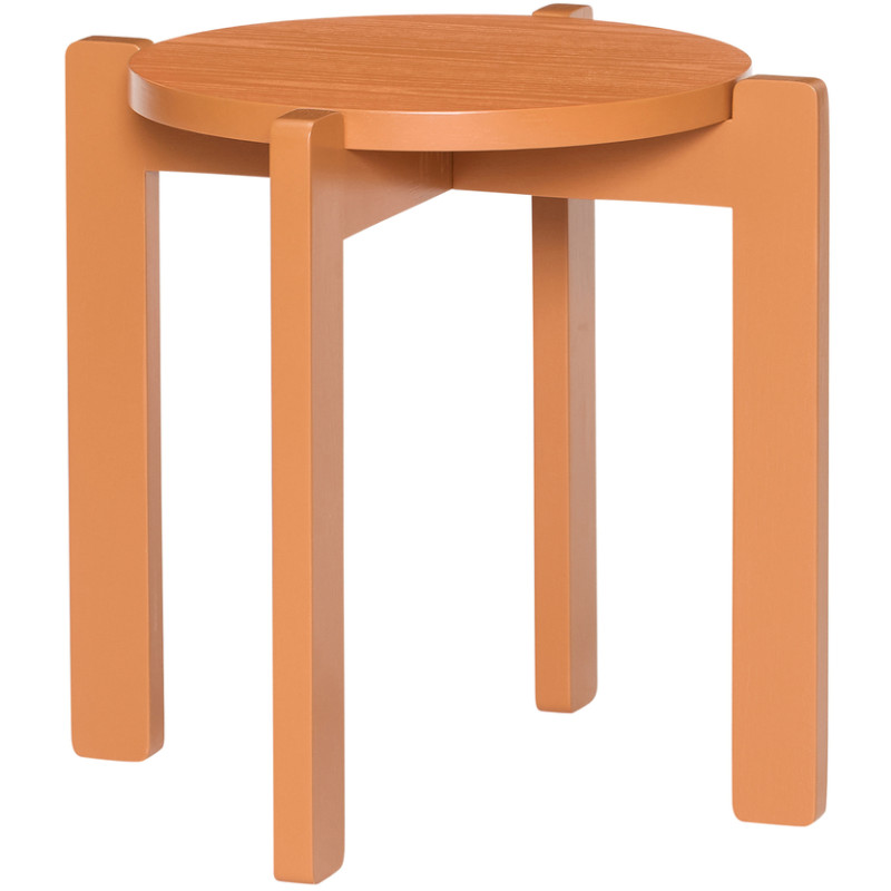 Tabouret orange en MDF et chêne Ø 45...