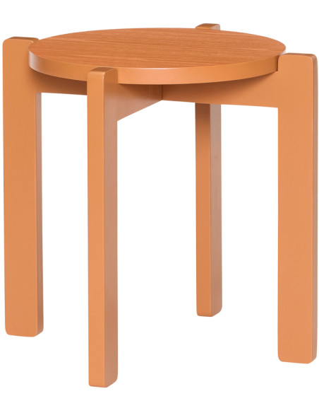 Tabouret orange en MDF et chêne Ø 45 x H 42 cm Always