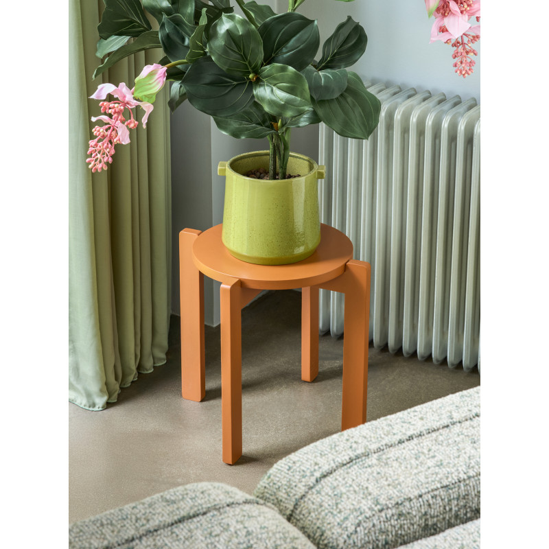 Tabouret orange en MDF et chêne Ø 45...